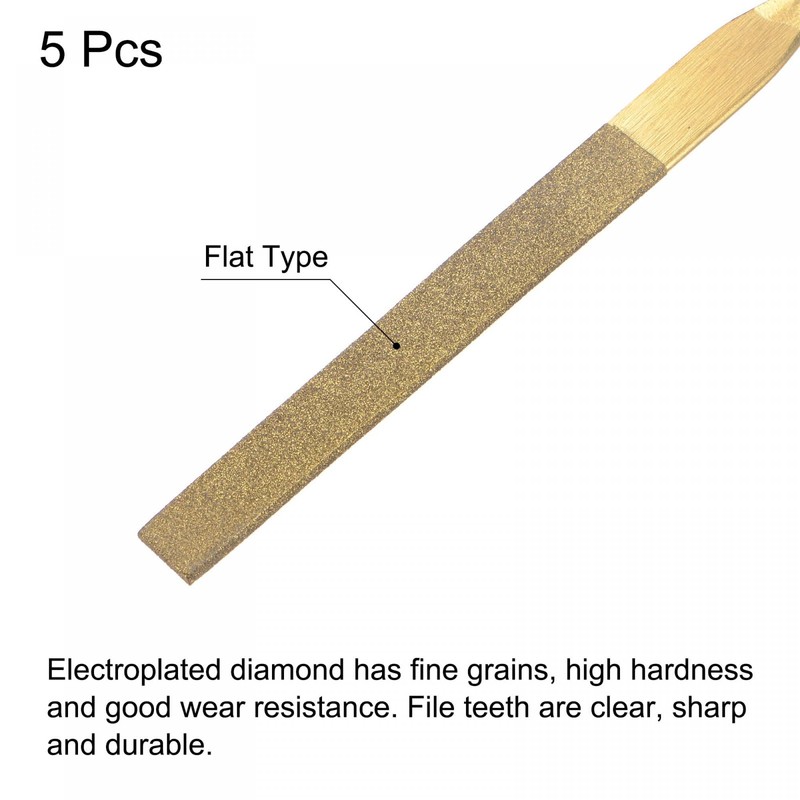 sourcing map Diamond Needle Files, 5mm x 180mm Titanium Coated