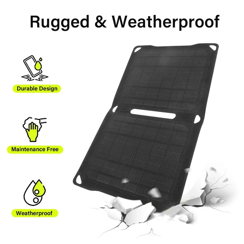 14W Solar Panel USB Charger Portable Foldable Monocrystalline ETFE Solar