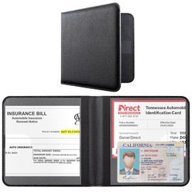 CoBak Car Registration and Insurance Holder - Men and Women Small Lightweight Vehicle Glove Box Car Organizer, Auto Truck Comparment Accessories Case for Essential Document, Driver License (Black)