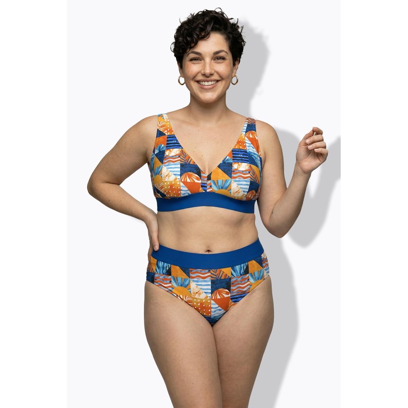 Ulla Popken Bikini con Fantasia a Quadri, Coppe morbide e