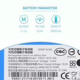 Vacuum Battery for Coredy L900 L900W L900X, for Kyvol Cybovac S31, for Lydsto R1, for Uoni V980 Max V980 Plus, for NEABOT N2 Sweeping Robot Vacuum Cleaner with Tools 14.4V 6800mAh