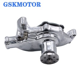 GSKMOTOR Short Water Pump Satin Aluminum High Volume Chrome Aluminum fit SB Chevy SBC 283 327 350 383 400