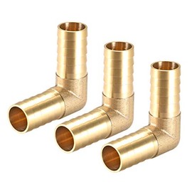 sourcing map Hose Connection Brass 90 Degree 19 mm Barb for Angle Pipe Connectors Pack of 3