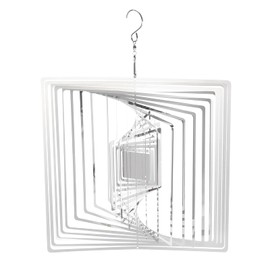 HARFINGTON Wind Spinner Square 9.84" x 13.39" Stainless Steel Reflectors Wind Chimes for Outdoor Devices Metal Decorations Keep Birds Away Yard Garden, Silver Tone