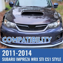 HECASA Front Bumper Lip Compatible with 2011-2014 Subaru Impreza WRX STI CS1 Style Splitter Trim Protection Spoiler Chin Spoiler Splitter Black