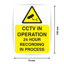 Pack of 4 CCTV Sign Sticker Waterproof CCTV in Operation Sign Sticker (75 x 100 mm) CCTV Stickers for Windows Security Camera Sign
