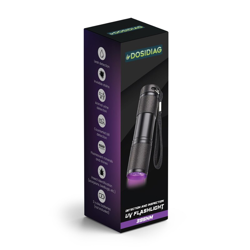 DOSIDIAG UV Flashlight 395nm - Multifunction Detector: Leaks, Animal Urine,