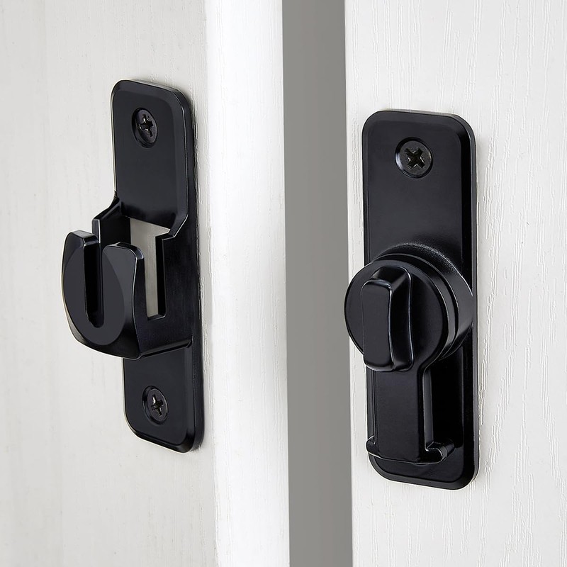 Barn Door Latches,Black 90/180 Degree Gate Lock,Zinc Alloy Right Angle