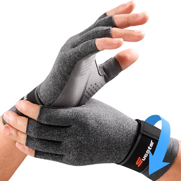 SueStar Full-Hand Compression Arthritis Gloves with Extra Wrist Support, Compression