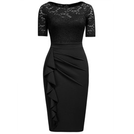 Mmondschein Black Dresses for Women Cocktail Party Wedding Guest Church Dress S