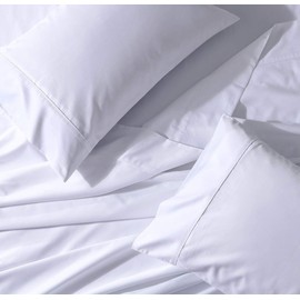 Abripedic Solid 300-Thread-Count, 100-Percent Cotton Percale King Size, Set of 2 Crispy, Breathable Pillow Cases, White