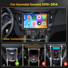 [2+64G] Hikity Android Car Stereo for Hyundai Sonata 2010 2011 2012 2013 2014 with Wireless Carplay Android Auto, 9" Touch Screen Radio with Mirror Link GPS WiFi Bluetooth SWC Backup Camera FM Mic