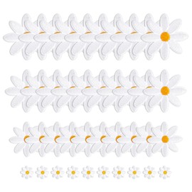 40Pcs Daisy Flower Iron on Patches Cute Floral Applique 4 Sizes Daisy Clothes Patches Iron on Patches for Clothes Pants, Hats, Backpacks, Jeans Jackets Bags Embroidered Appliques DIY Decoration