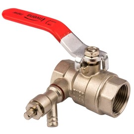 PLUMBING4HOME Inline Water Ball Valve 1/2" BSP Female x Female, Nickel Plated Brass & Steel, Drain Valve, Max 120°C, 1.6 MPa