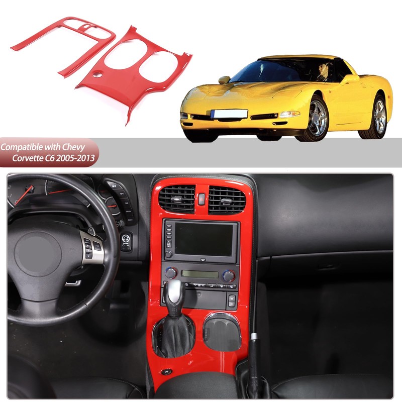 Moittellc Gear Shift Panel Trim Cover Compatible with Chevy Corvette