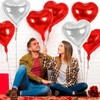 20pcs Valentines Balloons Red Silver Heart Balloons, 18 Inch Red