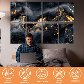 KIOSSUT 8 Pack Art Acoustic Panels Soundproof Wall Panels, Decorative Sound Dampening Panels Self Adhesive Sound Absorbing Panels for Home Office Gaming Room, 48X32Inches