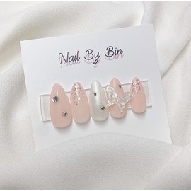 [Handmade Nail Tips] Butterfly Pearl Nails - Short Ballerina / [수제네일팁] 나비펄 네일 - 숏발레리나