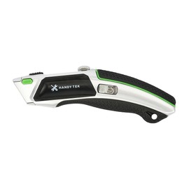 Restaurantware-Handy Tek Auto Loading Utility Knives, 6 Retractable Box Cutters - Includes 30 Sharp Blades, 19mm Wide, Silver Zinc Quick Change Blade Razor Knives, With 4-Position Locking, Soft Grip