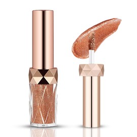 Glitter Liquid Eyeshadow, Liquid Eyeshadow, Waterproof, Long-Lasting Metallic Shimmer Eyeliner Liquid, Non-Flocking & No Fallout, for Smooth Shimmer Eye Make-Up, Bronze Gold