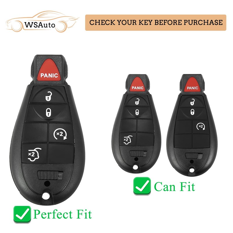 WSAuto Key Fob Cover No Cap Cover with Metal Keychain