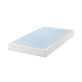 MELLOW 7.5 Inch Metal Box Spring Mattress Foundation with Wood Slats and Fabric Cover, Full, White