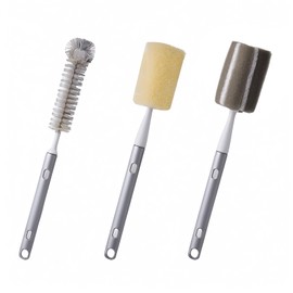 FlyingHuo 3-Pack Brushes for Pipes Long Handled.extendable Handle, Water Pipe Brush,Tube Brush,Lab Brush,Nylon Brush, Sponge Brush, scouring pad Brush for Water Pipe, Water Cups, Water Bottles
