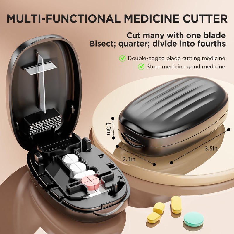 Pill Cutter Splitter for Small and Tiny Pills, 1/2 1/4