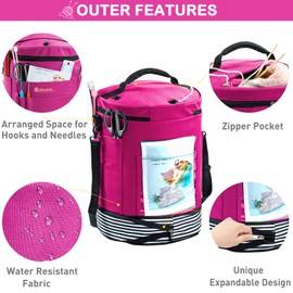 MYBAGZING Expandable Crochet Bag-Knitting Bag Yarn Storage Organizer - Yarn Bag and Crochet Tote, Yarn Holder for Crocheting, Crochet Accessories, Suppliers, Needles with Zipper Closure-Ideal Gift