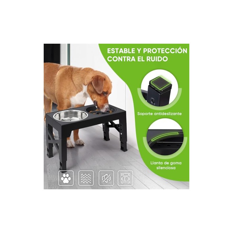 LUKITO 3pcs Comedero Elevado para Perro con 2 Cuencos De