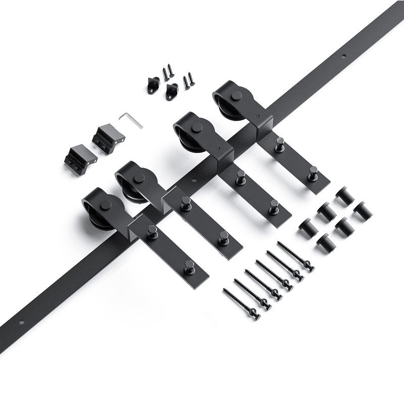 EaseLife 7.5FT Bypass Double Sliding Barn Door Hardware Kit,Single Track,