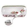 Portmeirion Botanic Garden Cranberry Dish with Slotted Spoon, 2-Piece Set,