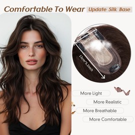 Rich Choices Hair Toppers for Women Real Human Hair No Bangs 100% Human Remy Toppers with Thinning Hairs Clip in Toppers HairPieces for Women 2.7"*5.1"Lace Base 10 Inch #2 Dark Brown