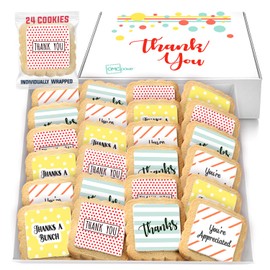 Thank You Cookies 24 Pack | Appreciation Cookies | Individually Wrapped Bulk | Party Favors Employees Corporate Teacher Staff