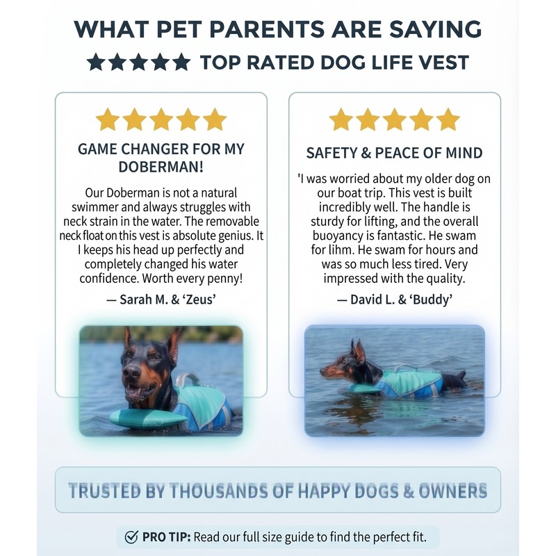 Adjustable Dog Life Jacket with Head Support & Rescue Handle