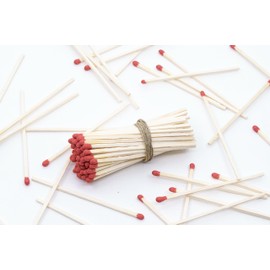 4" Inch Long Wooden Refill Matchsticks with Strike Stickers - Safety Matches Wholesale Bulk Loose by Chandler Studio (50 Pieces, Red)
