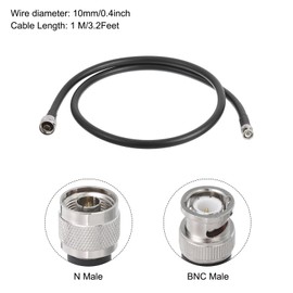sourcing map Coaxial Cable 400 Type BNC Male to N Male Low Loss Coaxial Cable 3.2FT Black 1Pcs