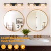 Spiglamm 4-Lights Black and Gold Bathroom Vanity Light, Modern Bathroom