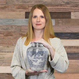 Wings of Love Elegant Adult Cremation Urn for Human Ashes - A Beautiful and Timeless Urn to Honor The One Your Love - Find Comfort Everytime You Look at This Urn - with Velvet Bag