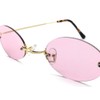 [SPEED ADDICT] TWO POINT RIMLESS OVAL SUNGLASS, GOLD x PINK