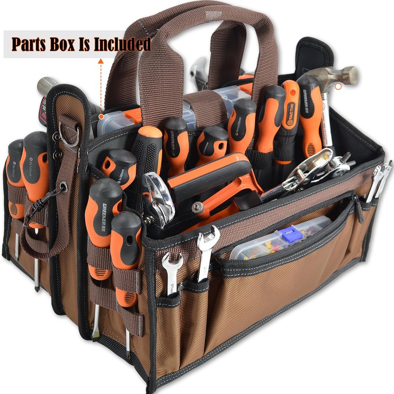 WELKINLAND 20-Pockets Tool Tote Bag, 16" Electrician Tool Bag, Open-Top