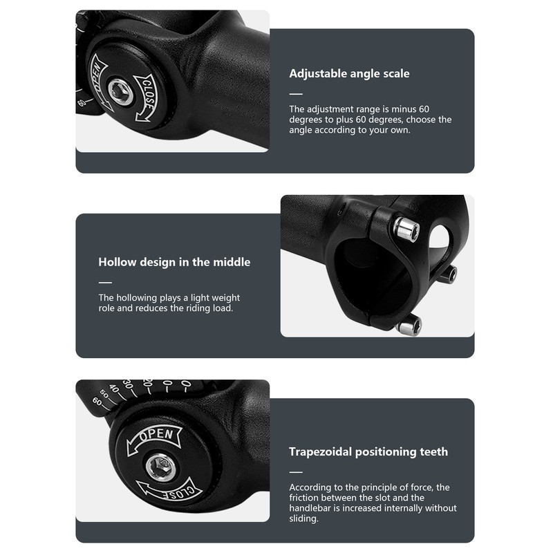 LeBycle Bike Stem 31.8x110mm 60 Degree Adjustable Mountain Bike Handlebar