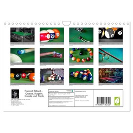 Leisure Billiard Cue Balls, Chalk and Table (Wall Calendar 2026 DIN A4 Landscape), CALVENDO Monthly Calendar