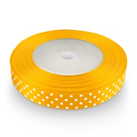 Netuno 1 x Satin Ribbon Yellow Polka Dot 12 mm x 22 m Ribbon with Dots Gift Ribbon Decorative Ribbon Fabric Ribbon Satin Roll for Wedding Communion Christening Gifts Packaging Flowers Decoration