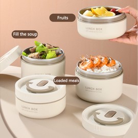 IGTOPS Tragbares isoliertes Lunch-Behälter，Hochwertiger Edelstahl-Mikrowellen-Thermo-Lunchbox mit Besteck - Perfekt für Unterwegs，für Kinder und Erwachsene (1 x 600ml，1 x 400ml)