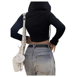 SOLY HUX Women's Zip Up Cropped Hoodies Sweatshirt Letter Graphic Drawstring Long Sleeve Casual Jacket Black Letter X-Small