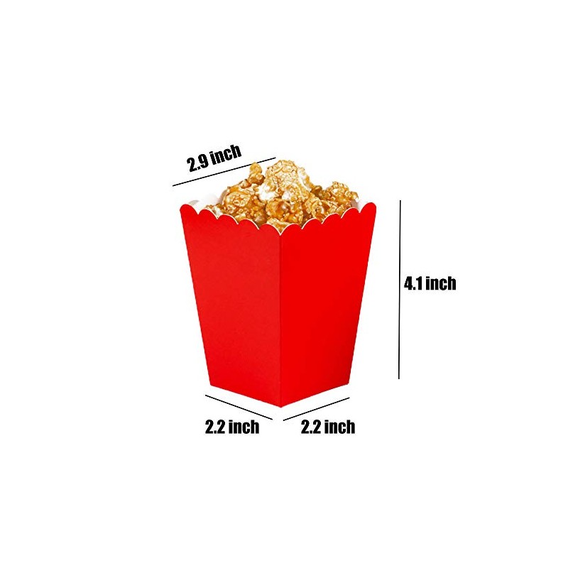 Red White Popcorn Boxes Cardboard Popcorn Favor Containers,Pack of 24