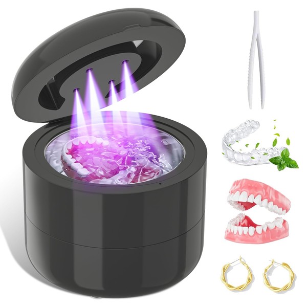 Retainer Cleaning Machine,45KHZ Professional Mouth Guard Cleaner Machine for Dentures,Aligner,Jewelry,Braces,Mouth