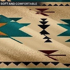 Emvency Throw Pillow Cover Tribal Fabric Print Turquoise Blue Hue Decorative Pillow Case Western Home Decor Square 18 x 18 Inch Cushion Pillowcase