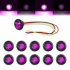 10 Pcs 3/4 Inch Mount Purple LED Clearance Marker Bullet Marker lights, side marker lights, led marker lights, for Truck, Trailer, RV, ATV, Van 12V DC